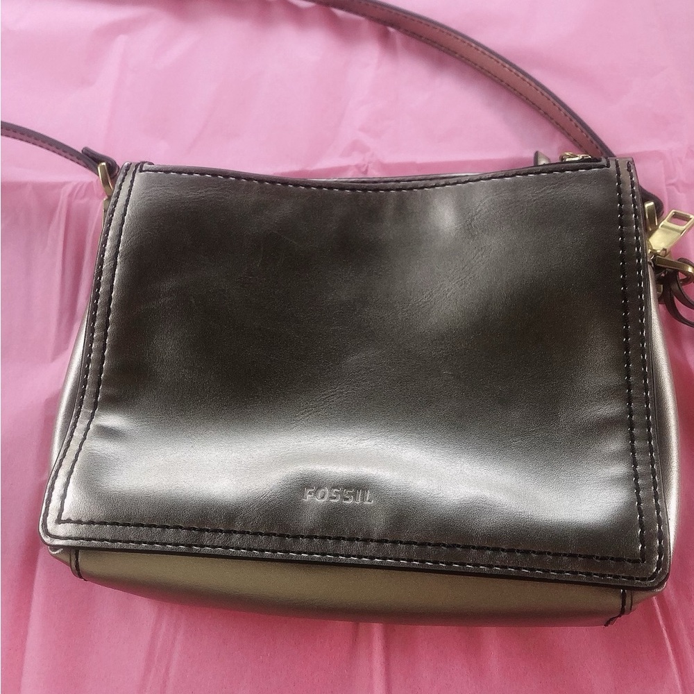 Fossil Chrome Key Crossbody Purse